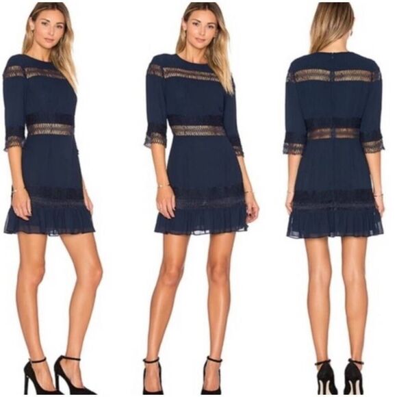 Revolve Tularosa Asher Lace trimmed Mini-dress Bluesize Small